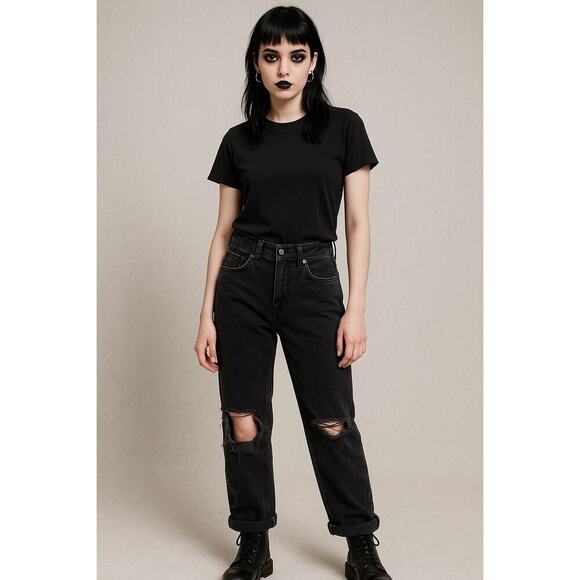 PacSun Denim - PacSun 90’s Boyfriend Distressed Black Jeans vtg inspired goth grunge streetwear